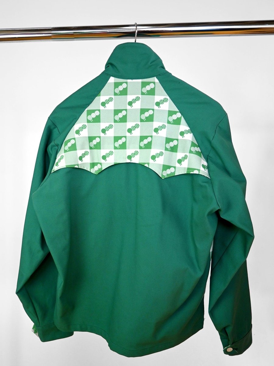 "Caterpillar Gingham" Jacket - Green Duck (ONE-OFF). Design by HO HOS HOLE IN THE WALL