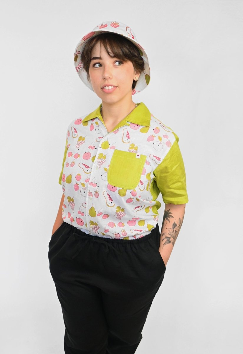 "All Over Fruit" Shirt - Chartreuse Linen