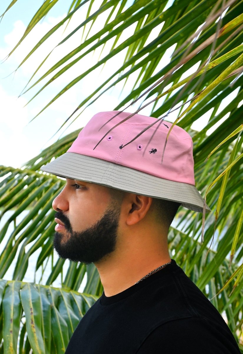 HO HOS HOLE IN THE WALL - "Ants on Your Hat" bucket hat ▲Pink▼Grey