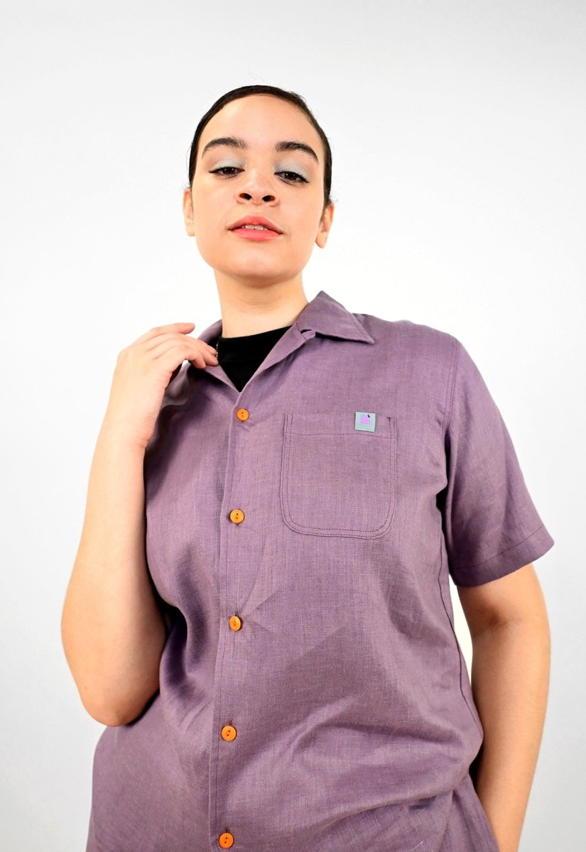 "Tutti Frutti" Linen Shirt - Purple Grape