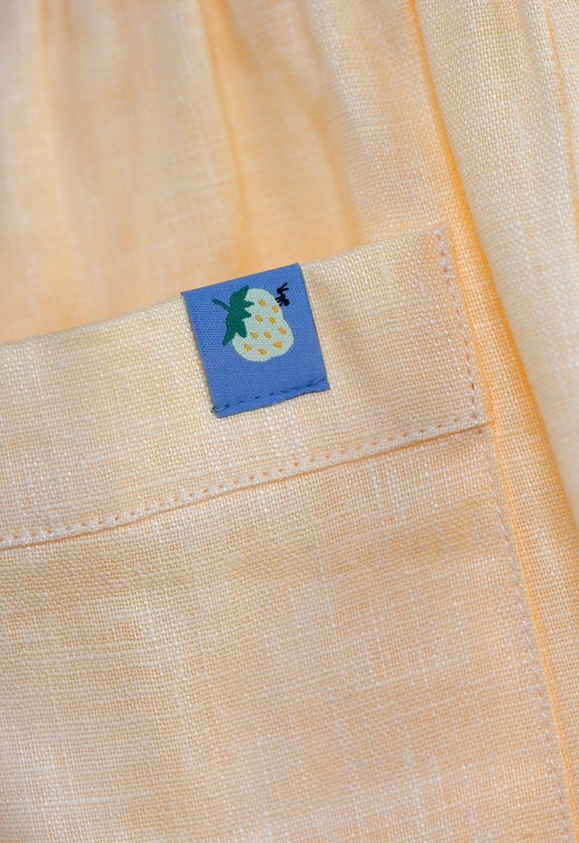 "Tutti Frutti" Linen Shorts - Yellow Strawberry