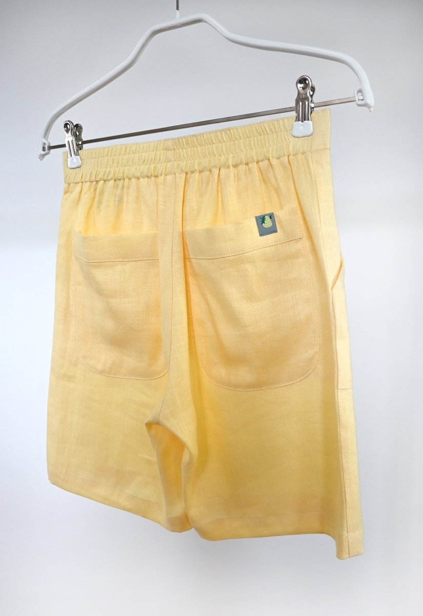 "Tutti Frutti" Linen Shorts - Yellow Strawberry