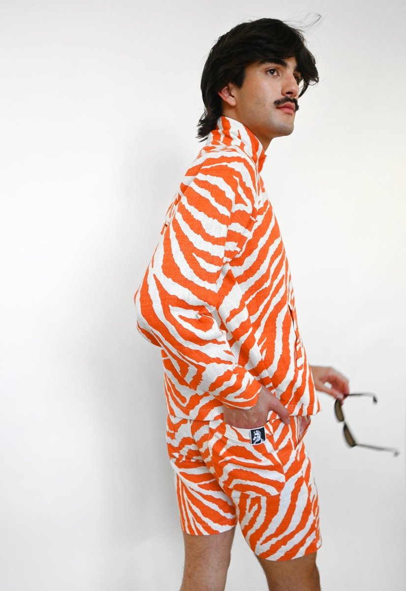 "Zebra Without a Cause" Linen Jacket - Orange Stripe